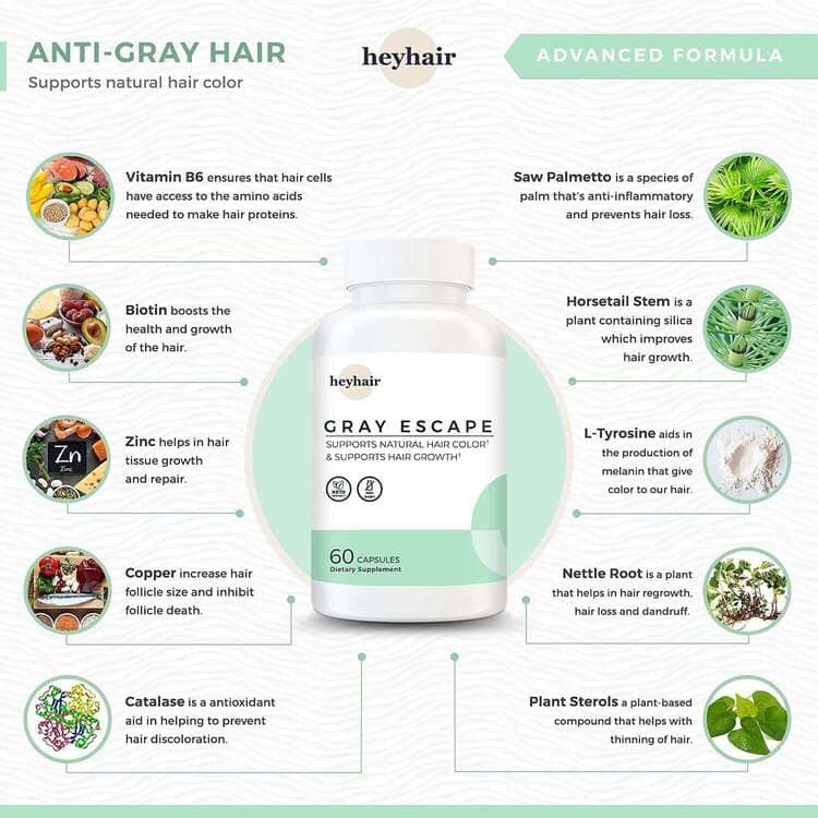Advanced Anti - Gray Hair Growth Supplement - Zoja Beauty - heyhair