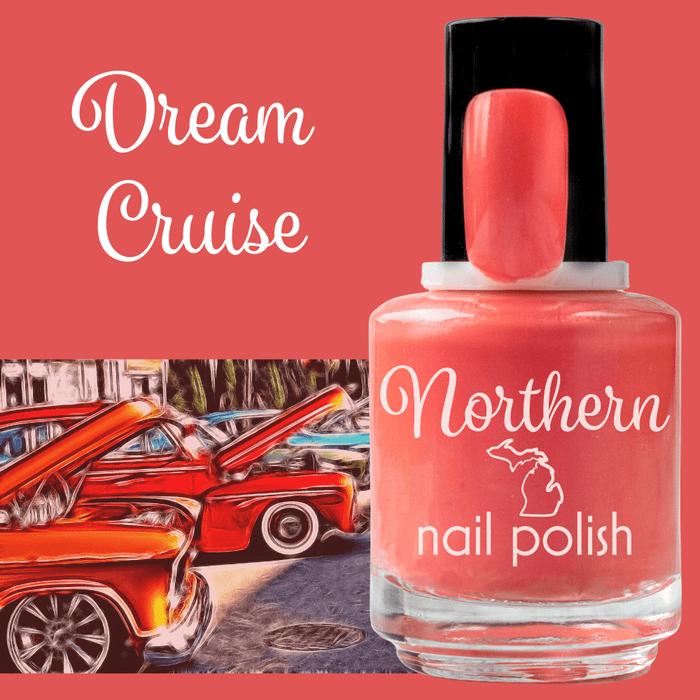 Dream Cruise Nail Polish Vegan Nontoxic Cars Detroit Coral - Zoja Beauty - Northern Nail Polish