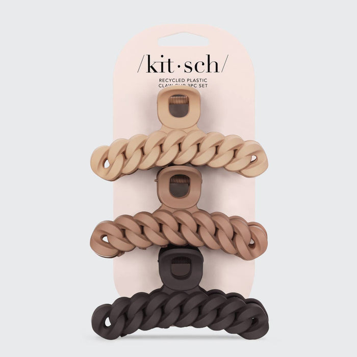 Eco - friendly Chain Claw Clip 3pc Set - Neutral - Zoja Beauty - KITSCH