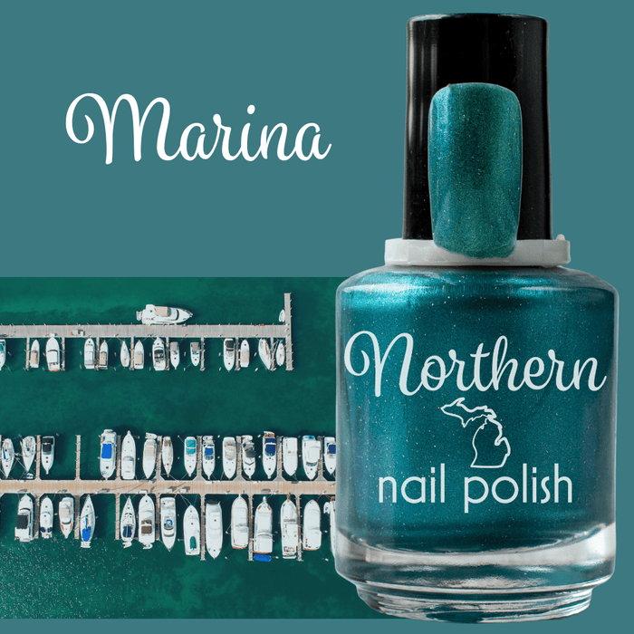 Marina ~ Nail Polish Teal Holo Vegan Nontoxic Michigan Made - Zoja Beauty - Northern Nail Polish