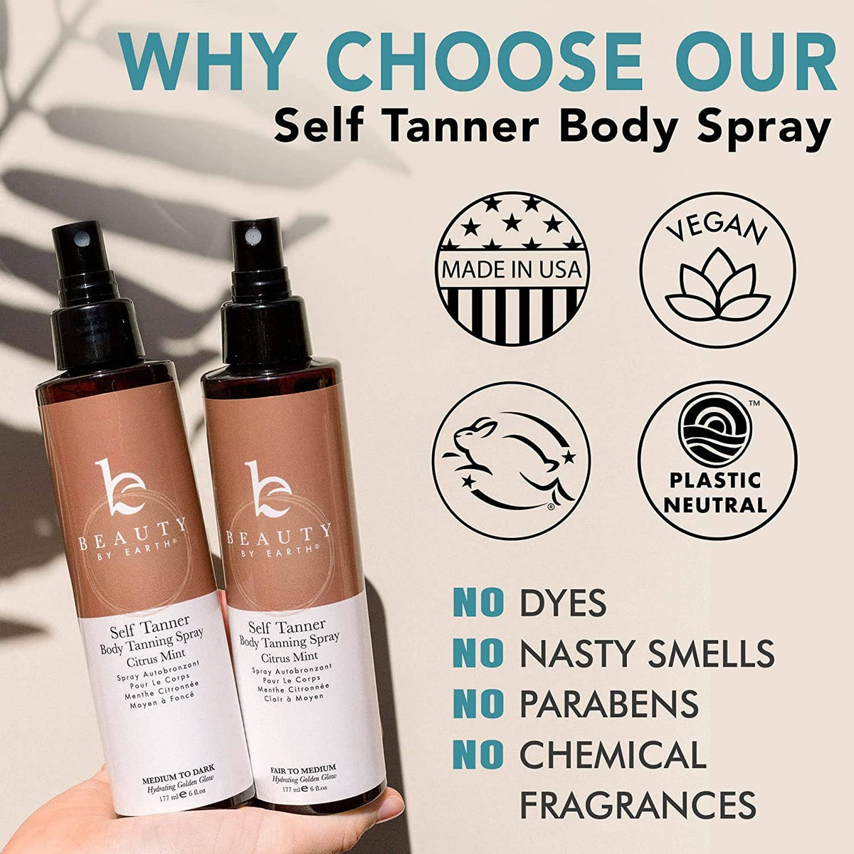 Self Tanner Body Spray 6oz, (2 Shades): Fair to Medium - Zoja Beauty - Beauty By Earth